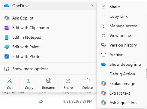 微软精简Win11文件管理器OneDrive右键菜单：统一AI访问入口