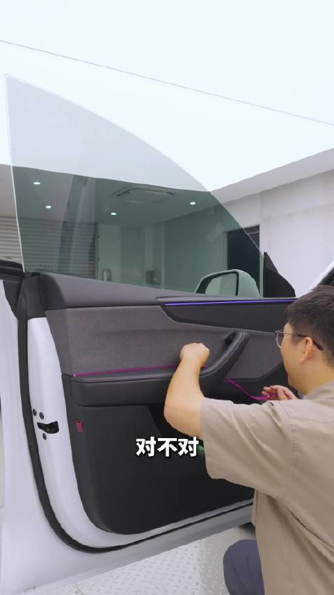 不到30元特斯拉氛围灯升级 门板中控严丝合缝