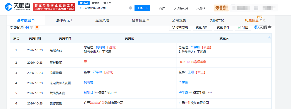 广元娃哈哈广发饮料公司更名为宏胜饮料，年内多家“娃哈哈”公司陆续更名