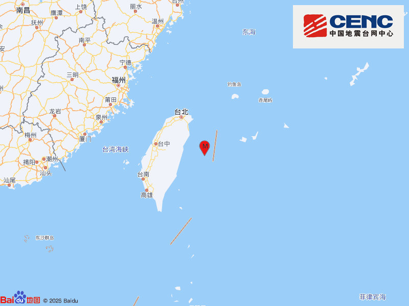 台湾花莲县海域发生3.9级地震，震源深度22千米