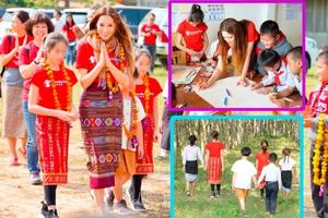 人美心善！阔太徐子淇带儿女老挝做公益