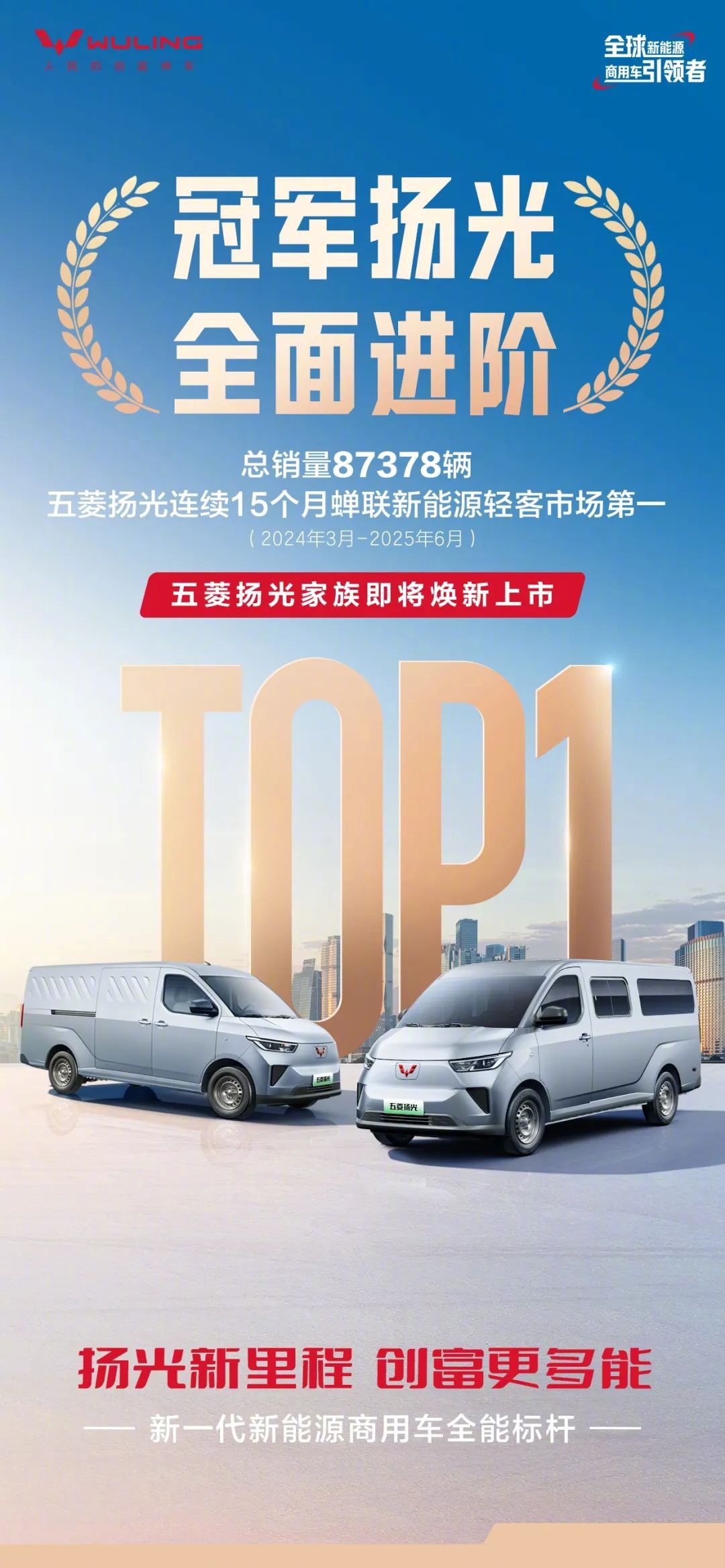 五菱扬光家族焕新上市，连续15个月新能源轻客销量第一