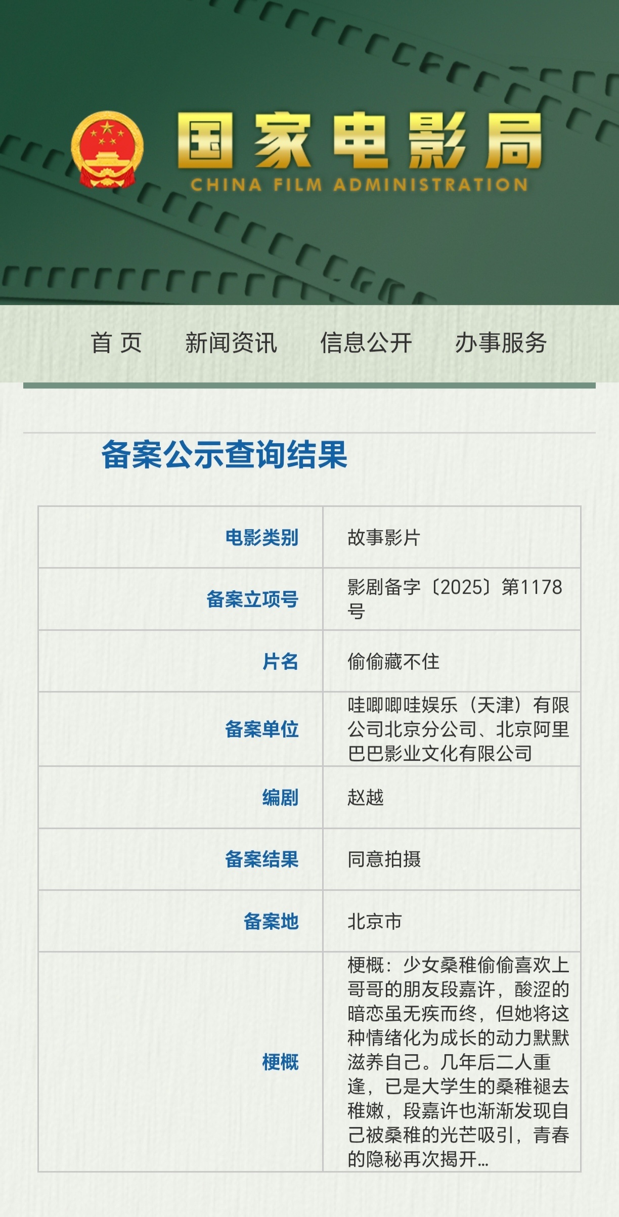《偷偷藏不住》电影正式立项，哇唧唧哇阿里影业联合备案