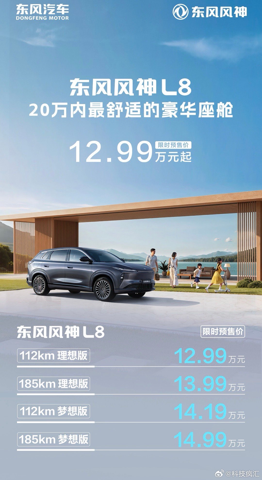 东风风神L8预售12.99万起，插混SUV续航超2000km
