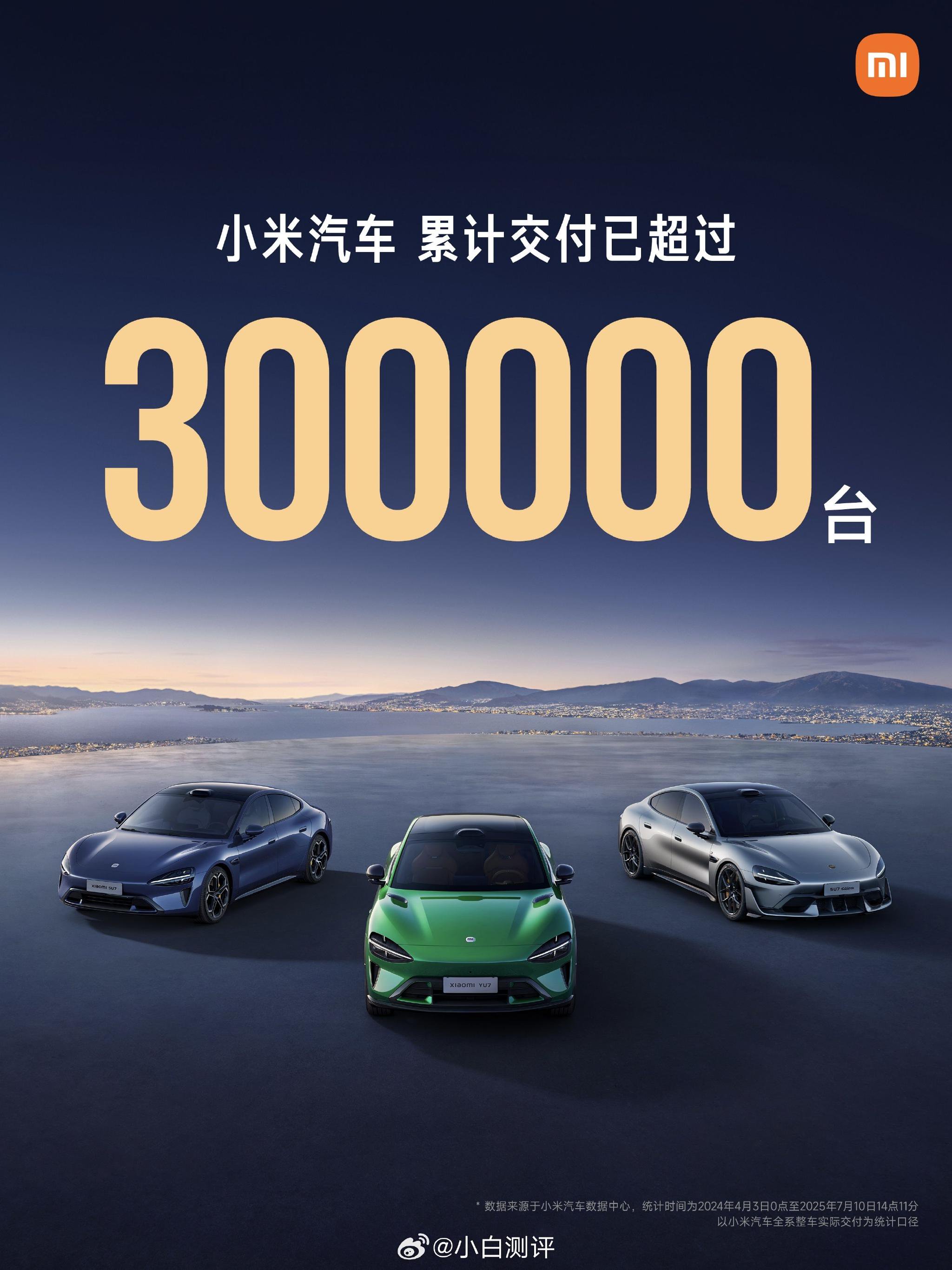 小米汽车交付量突破30万台