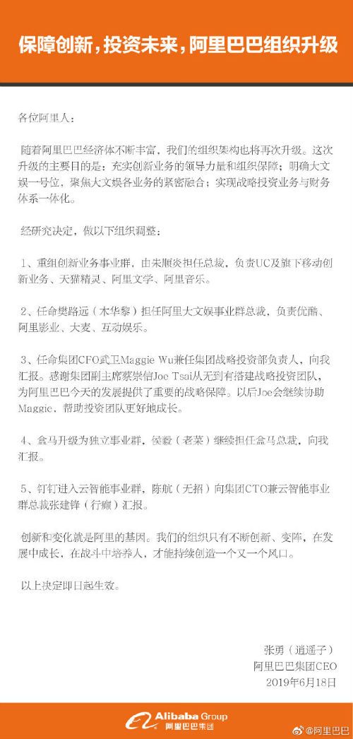 （图片来源：阿里巴巴官方微博）