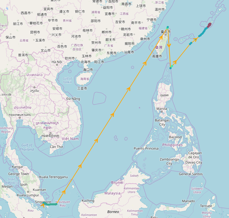 美军一架P-8A海上巡逻机18日飞经台湾岛附近(“Alert 5”网站截图)