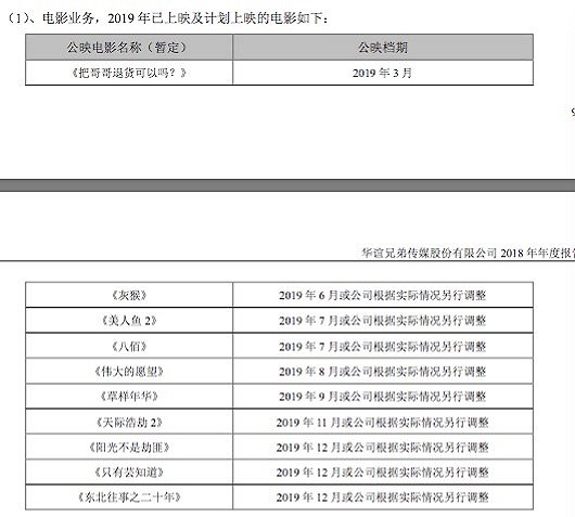 图片来源：华谊兄弟2018年年报