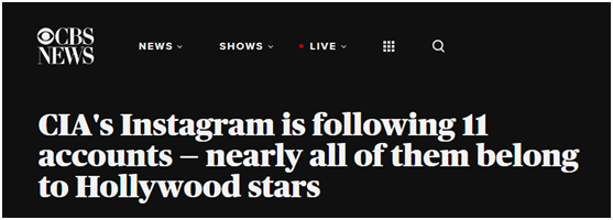CIA官方账号关注11人全为好莱坞明星 都演过特工