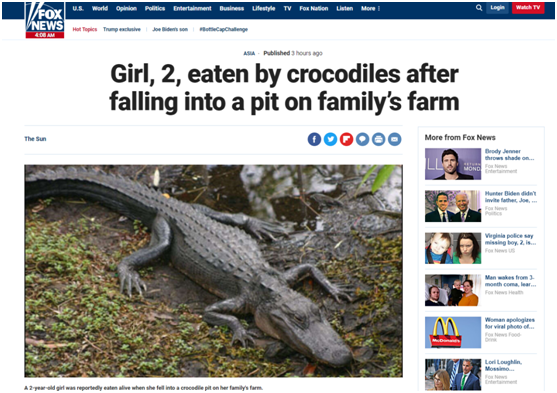 柬埔寨一2岁女童失踪 父亲在鳄鱼池找到她的头骨