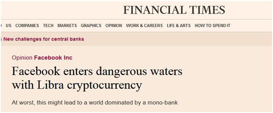 《金融时报》：脸书借数字货币Libra进入危险水域