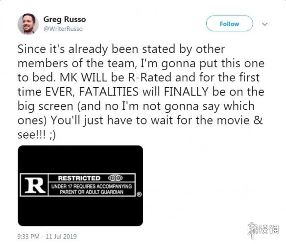 《真人快打》电影是R级片 将首次包含血腥的终结技击杀镜头!