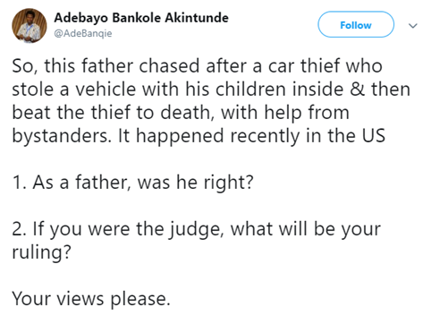 美国偷车贼因堵车逃跑失败 弃车后被众多路人打死