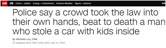 美国偷车贼因堵车逃跑失败 弃车后被众多路人打死