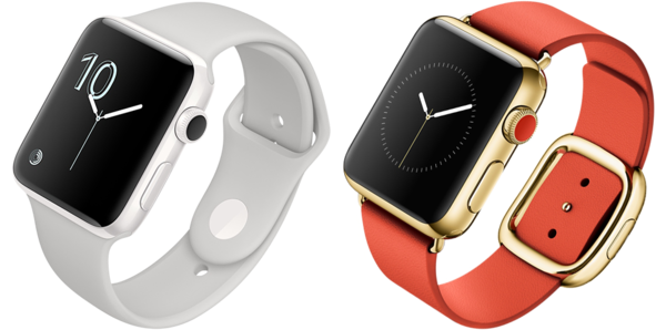 左侧为陶瓷表壳版Apple Watch
