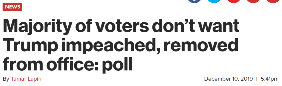  民调显示，大多数民众不支持弹劾特朗普