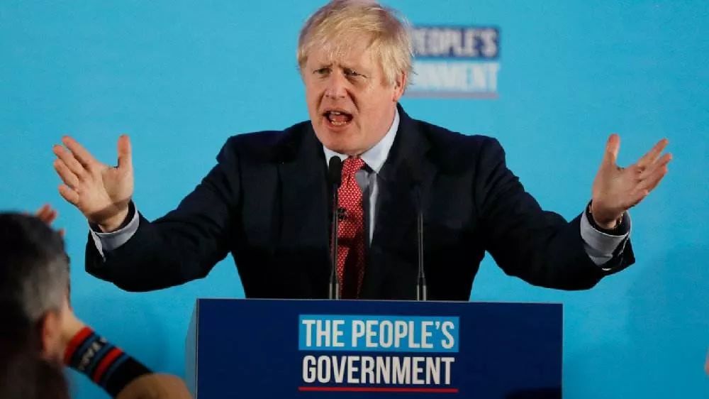  保守党获胜后，约翰逊发表演讲