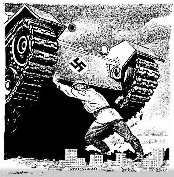 美国二战漫画  希特勒被斯大林打屁股了 打得哇哇叫