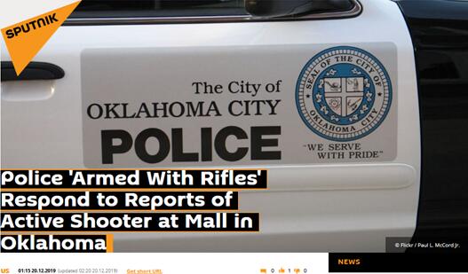 美俄克拉何马城一商场突发枪击事件 一人胸部中