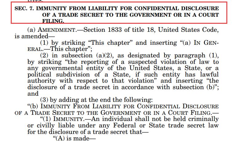 《商业秘密保护法案》第七条图自美国国会