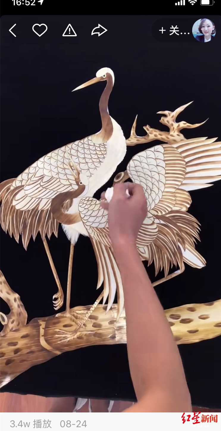  ↑杨丽丽短视频制作麦秸画（视频截图）