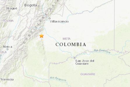 北京时间25日10时11分许，哥伦比亚西部地区发生5.1级地震。（图片来源：美国地质勘探局网站截图）