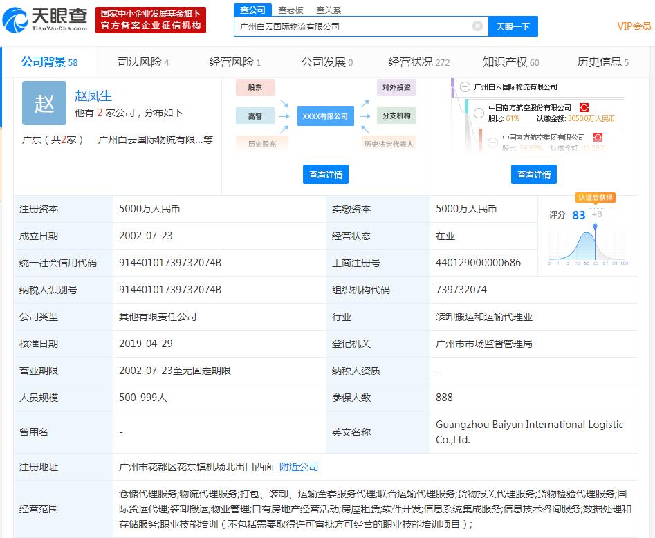 白云机场：转让参股公司白云物流29%股权