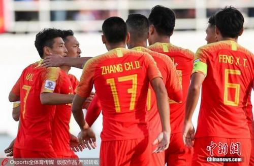 资料图为中国男足在亚洲杯比赛中。图片来源:Osports全体育图片社