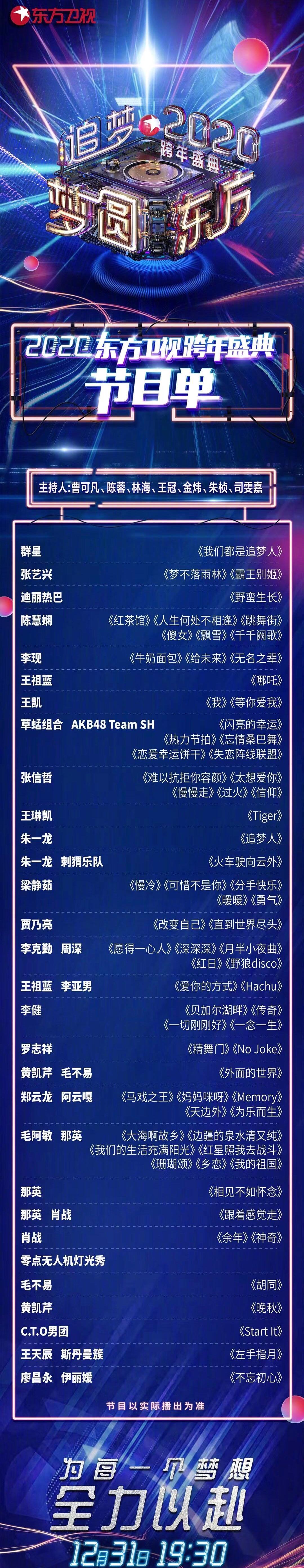 2020各大卫视跨年晚会节目单出炉，换台指南看这里！