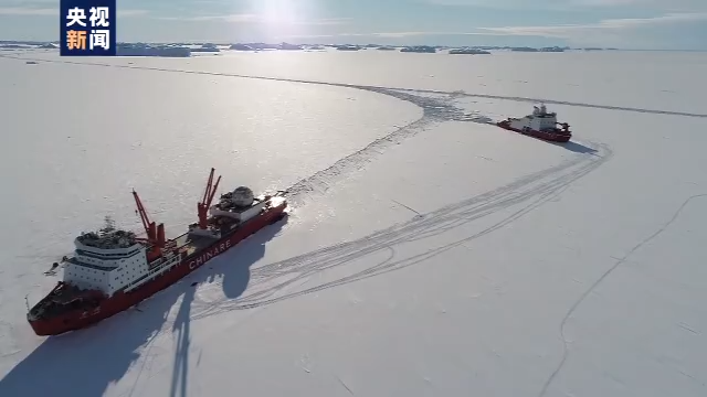 明年见 “双龙”作别“雪龙2”号驶离南极中山站