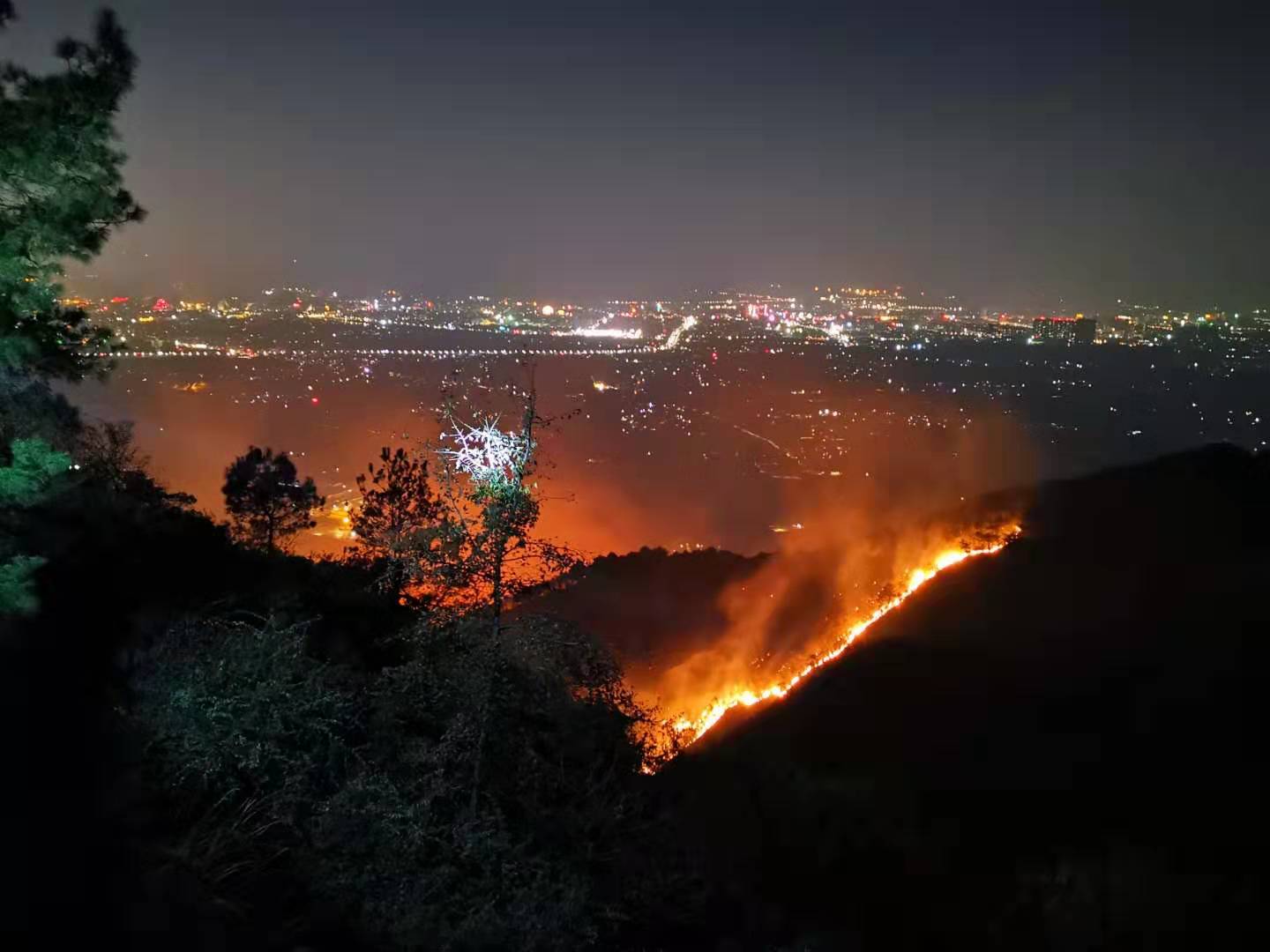 桂林尧山突发山火 过火面积约200亩