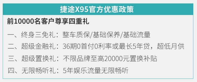 动力/座椅布局多样化 捷途X95购车手册