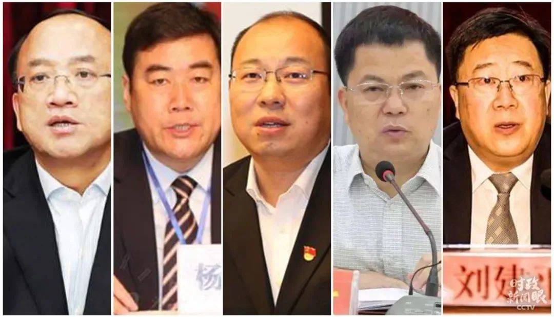 從左至右依次是雲南怒江州委書記納雲德、新疆和田地委書記楊發森、河南蘭考縣委書記蔡松濤、廣西大化縣委書記楊龍文、貴州赫章縣委書記劉建平。