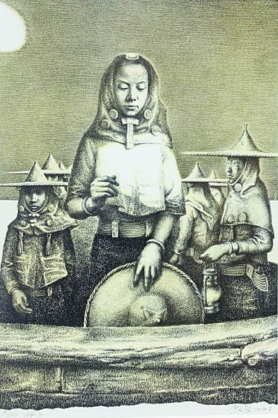 渡船(石版画)宋光智