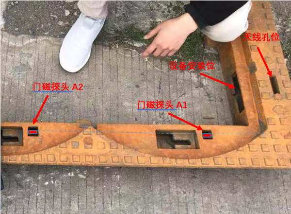 图2 设备及门磁探头安装位置示意图