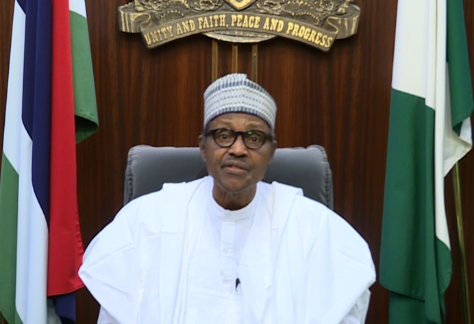 尼日利亚总统布哈里发表讲话呼吁青年停止街头抗议