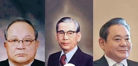 从左到右依次为:李孟熙、李秉喆、李健熙