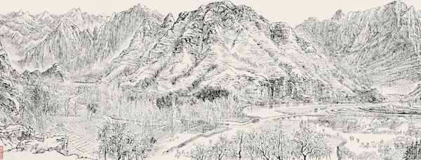 张仃,《房山十渡焦墨写生(局部)》,1977年