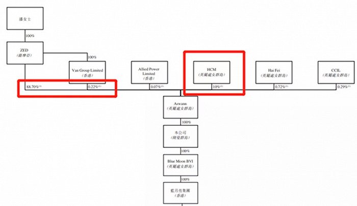 图2:蓝月亮的股权结构。来源,蓝月亮集团招股说明书