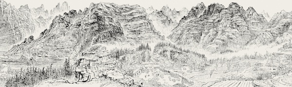 张仃,《房山十渡焦墨写生(局部)》,1977年
