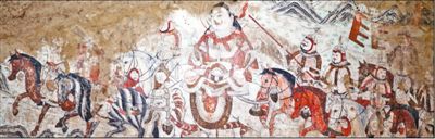 　　考古发现的壁画。　　中国社科院考古所新疆队供图