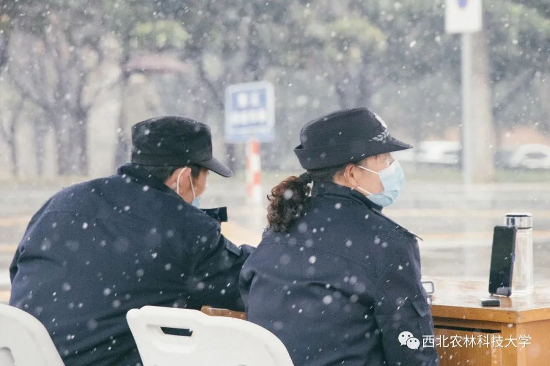 寒风凛冽中他们仍坚守岗位   与这初雪共同见证   屹立于五台山上的