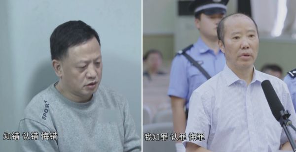 ▲王晓光(左)和袁仁国(视频截图拼图)