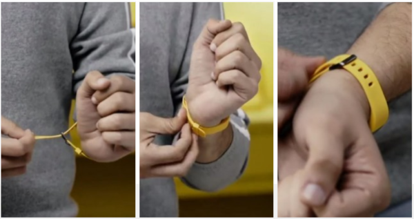 realme手环首次曝光 矩形屏幕配经典黄色硅胶腕带