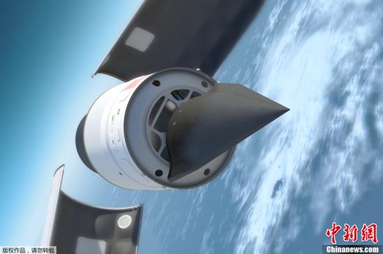 资料图：美国国防部高级研究计划局（DARPA）公布的“猎鹰HTV-2号”飞机效果图。“猎鹰HTV-2号”被称为有史以来最快的飞机。