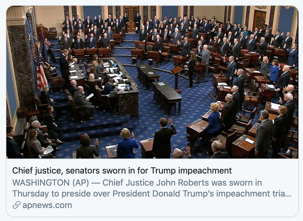  首席大法官及参议员宣誓。