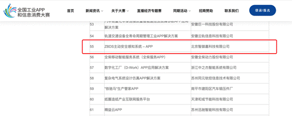 入选页面官网截图