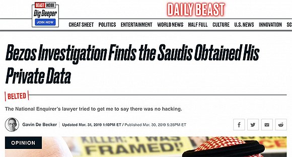 德贝克去年3月底在《The Daily Beast》上撰文 来源:截图