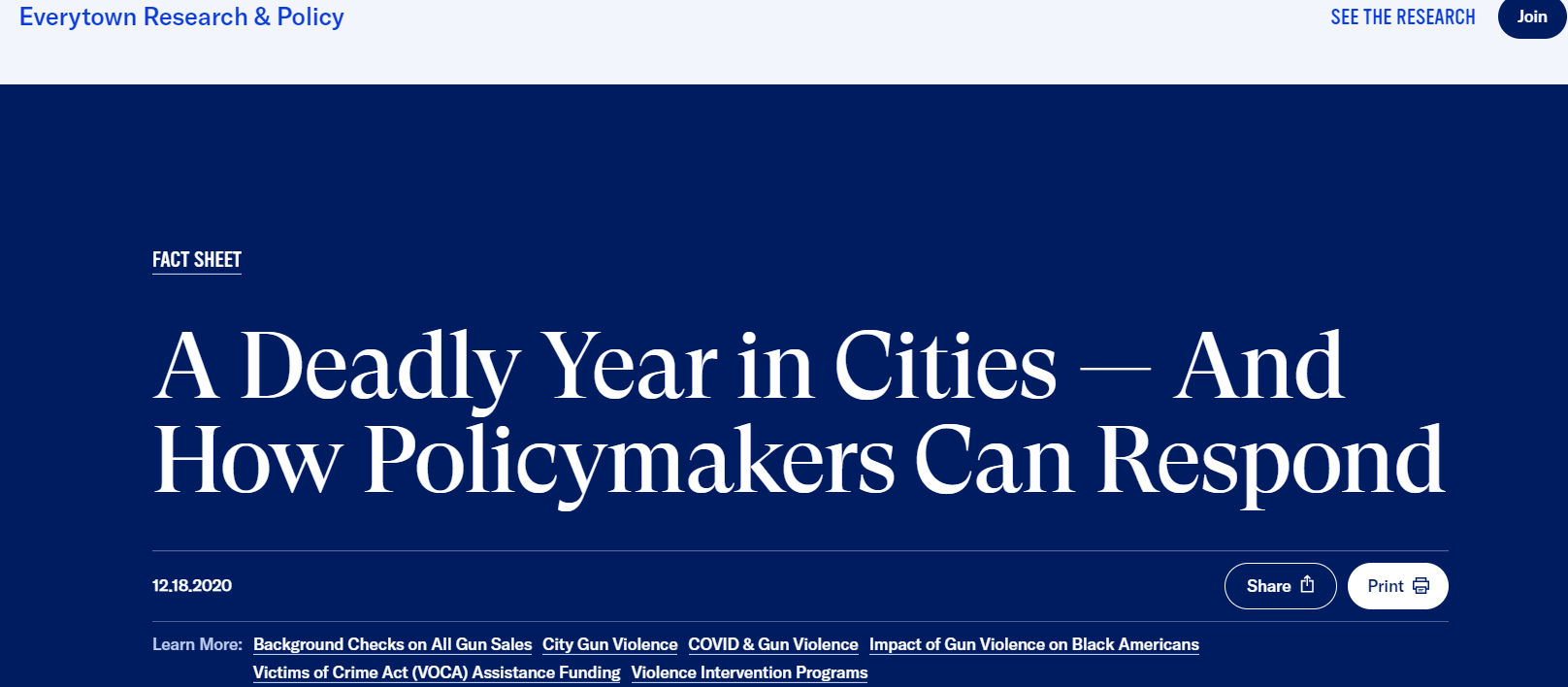 △独立智库Everytown针对疫情期间美国激增的枪击案件的相关调查报告(图片来源:Everytown)