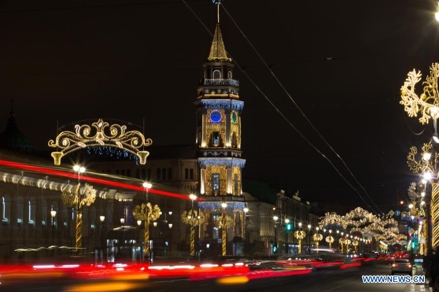 In pics Christmas lights and decorations in St. Petersburg, Russia